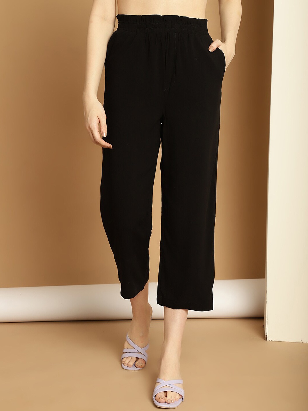 

NoBarr Women Mid-Rise Trousers, Black