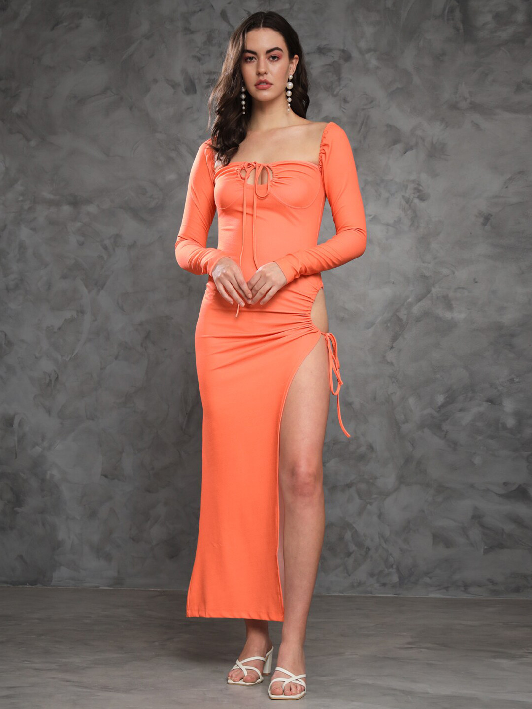 

MAZIE Square Neck Maxi Dress, Orange