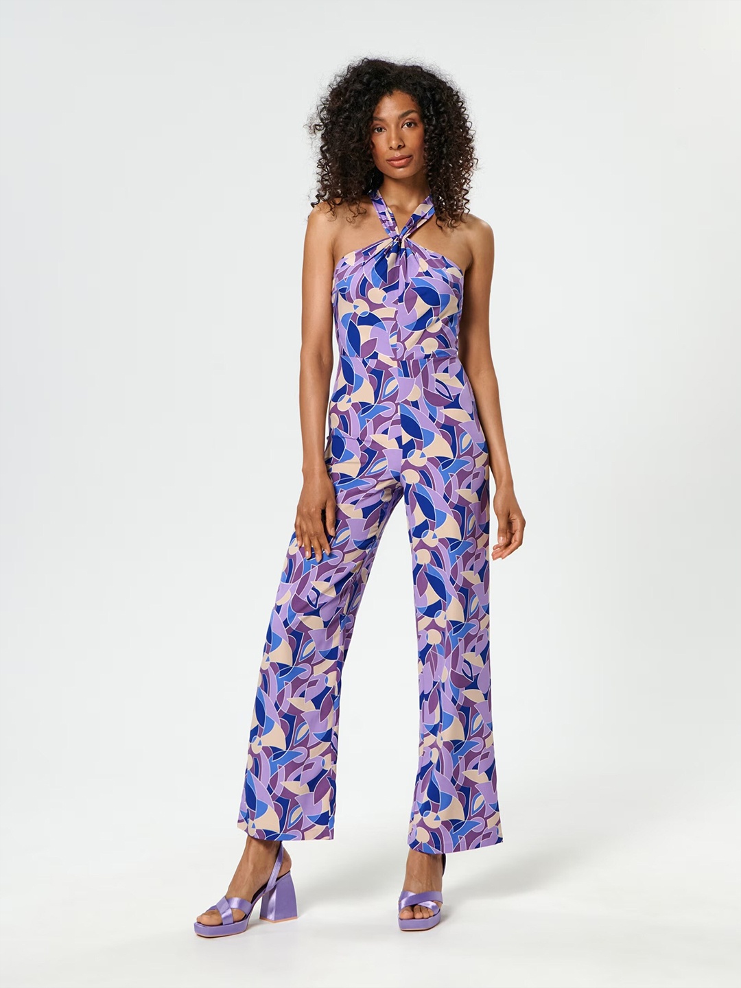 

MAZIE Printed Halter Neck Jumpsuit, Blue