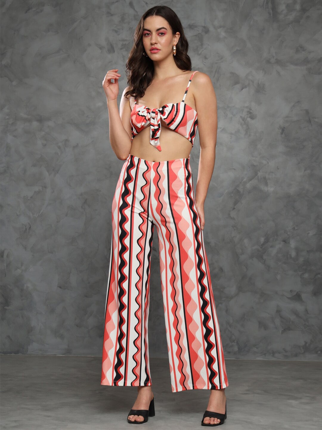 

MAZIE Geometric Printed Shoulder Straps Basic Jumpsuit, Red