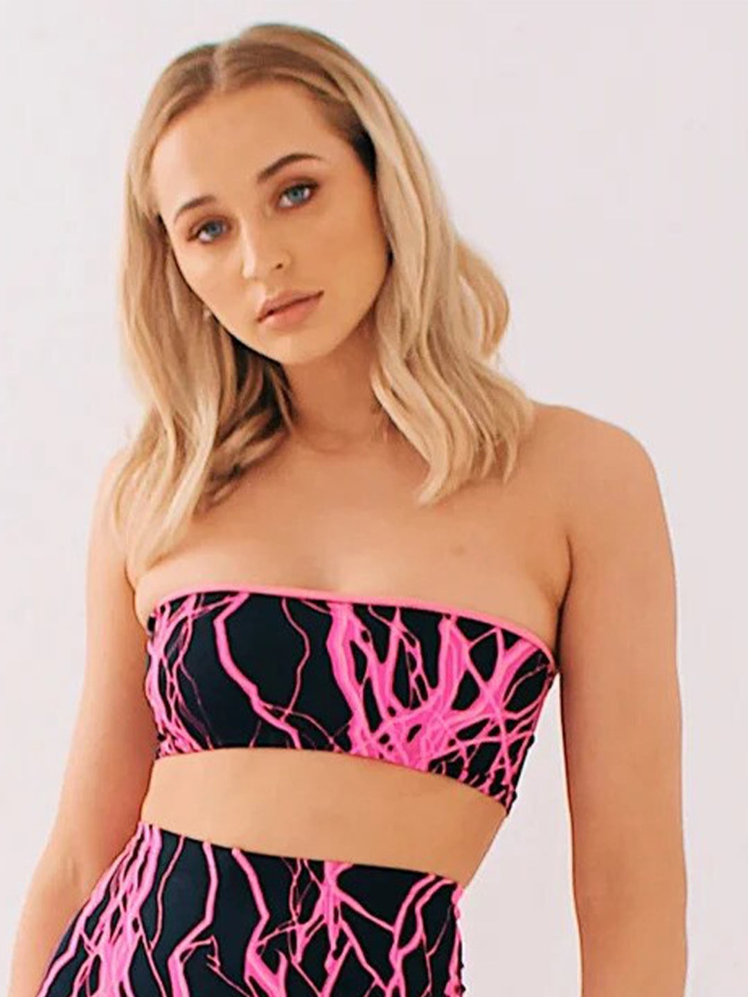

MAZIE Printed Strapless Top with Trousers, Black