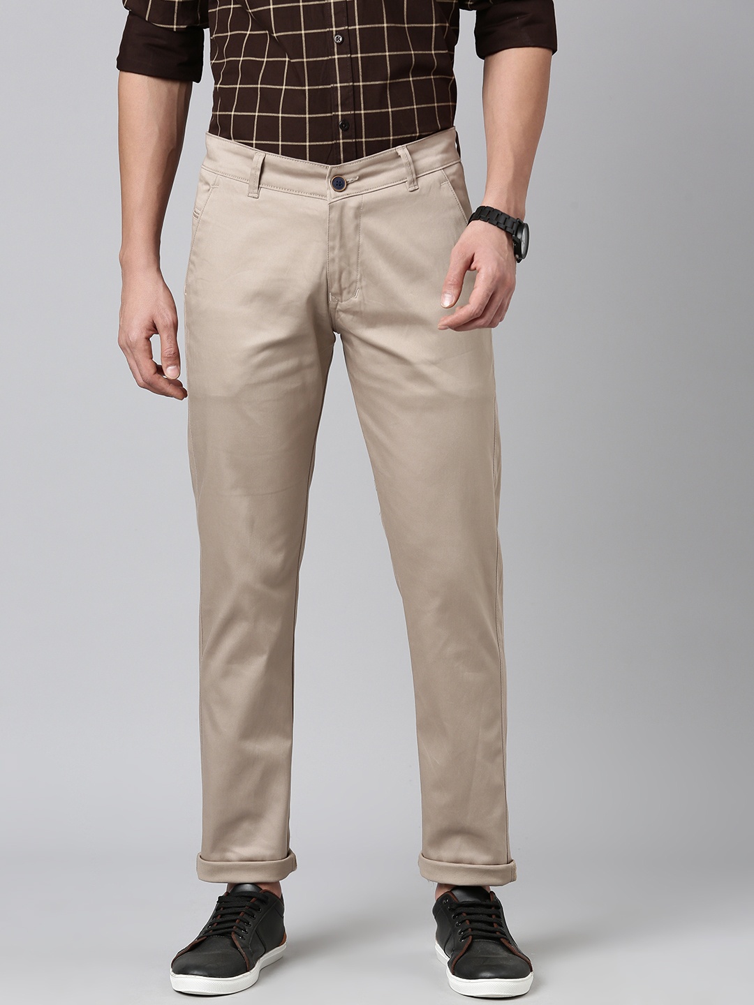 

Majestic Man Men Smart Slim Fit Easy Wash Trousers, Cream