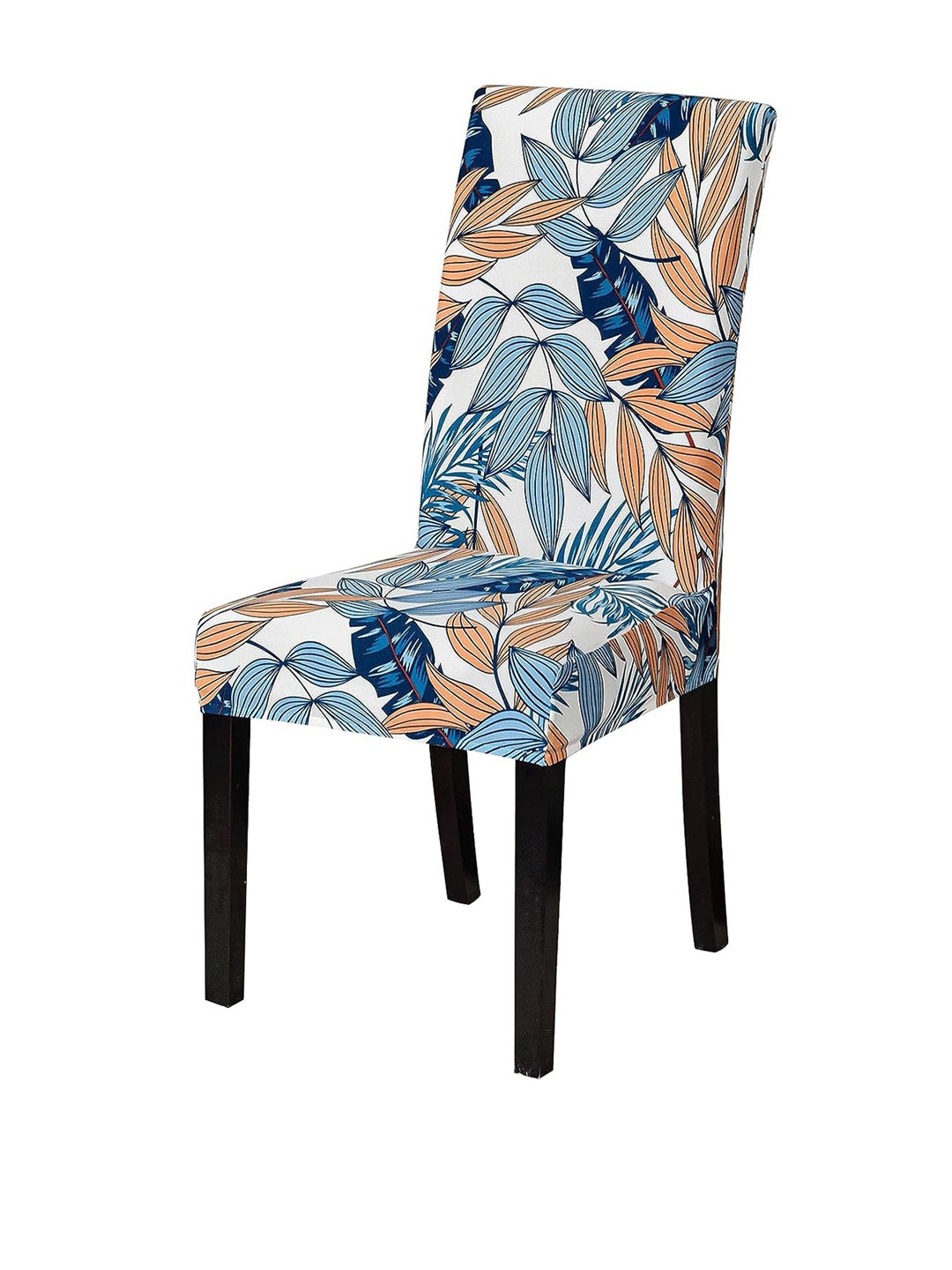 

HOUSE OF QUIRK Blue Printed Stretch Removable Chair Cover