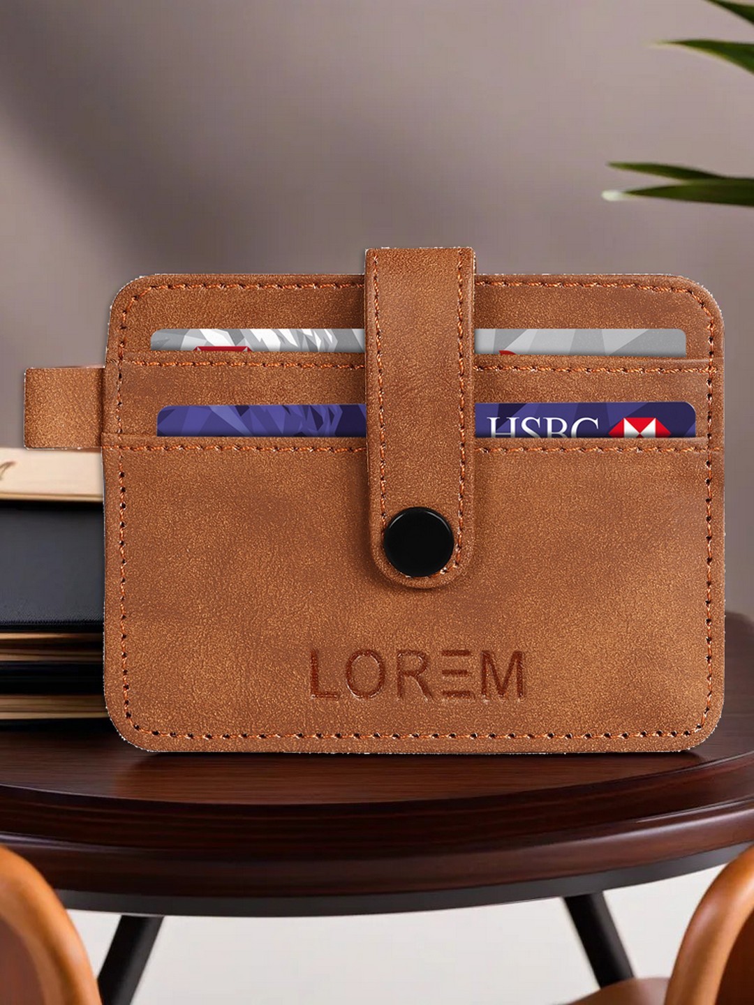 

LOREM Unisex Textured Card Holder, Tan