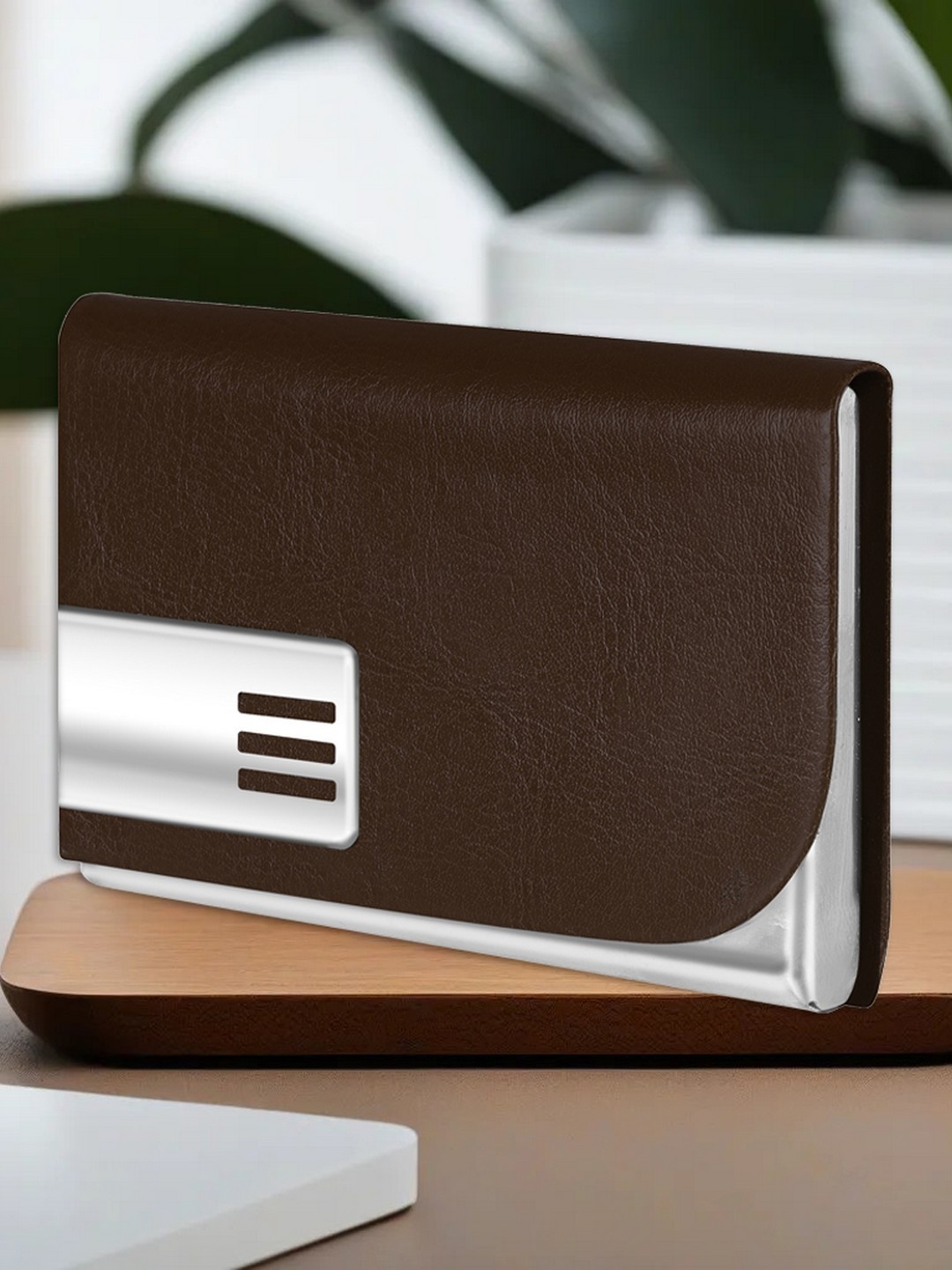 

LOREM Textured Card Holder, Brown