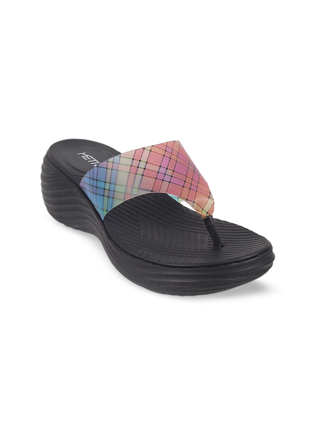 

Metro Printed Open Toe Wedges, Black