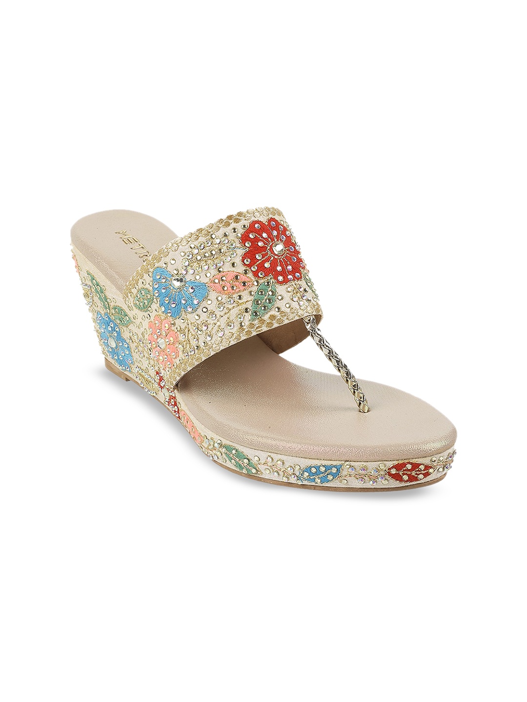 

Metro Embroidered Wedge Heels, Gold