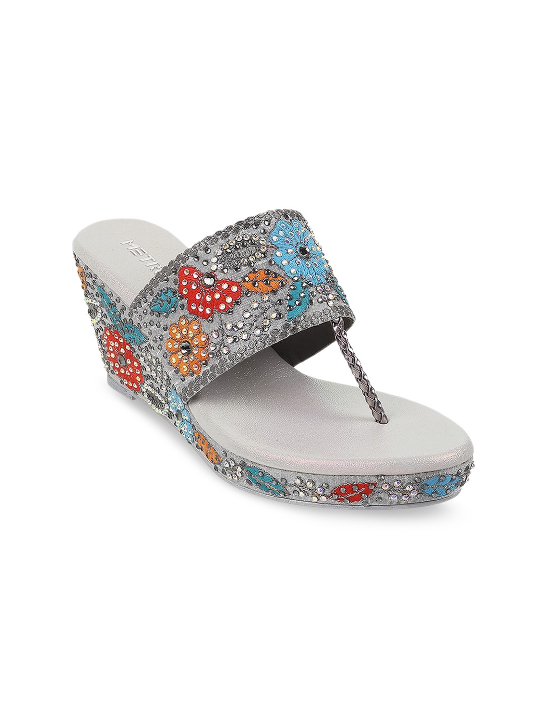 

Metro Embellished One Toe Wedge Heels, Grey