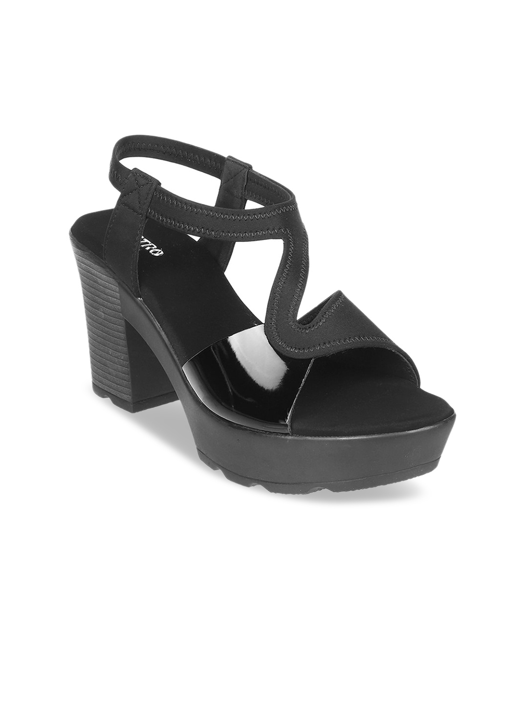 

Metro Open Toe Platform Heels, Black