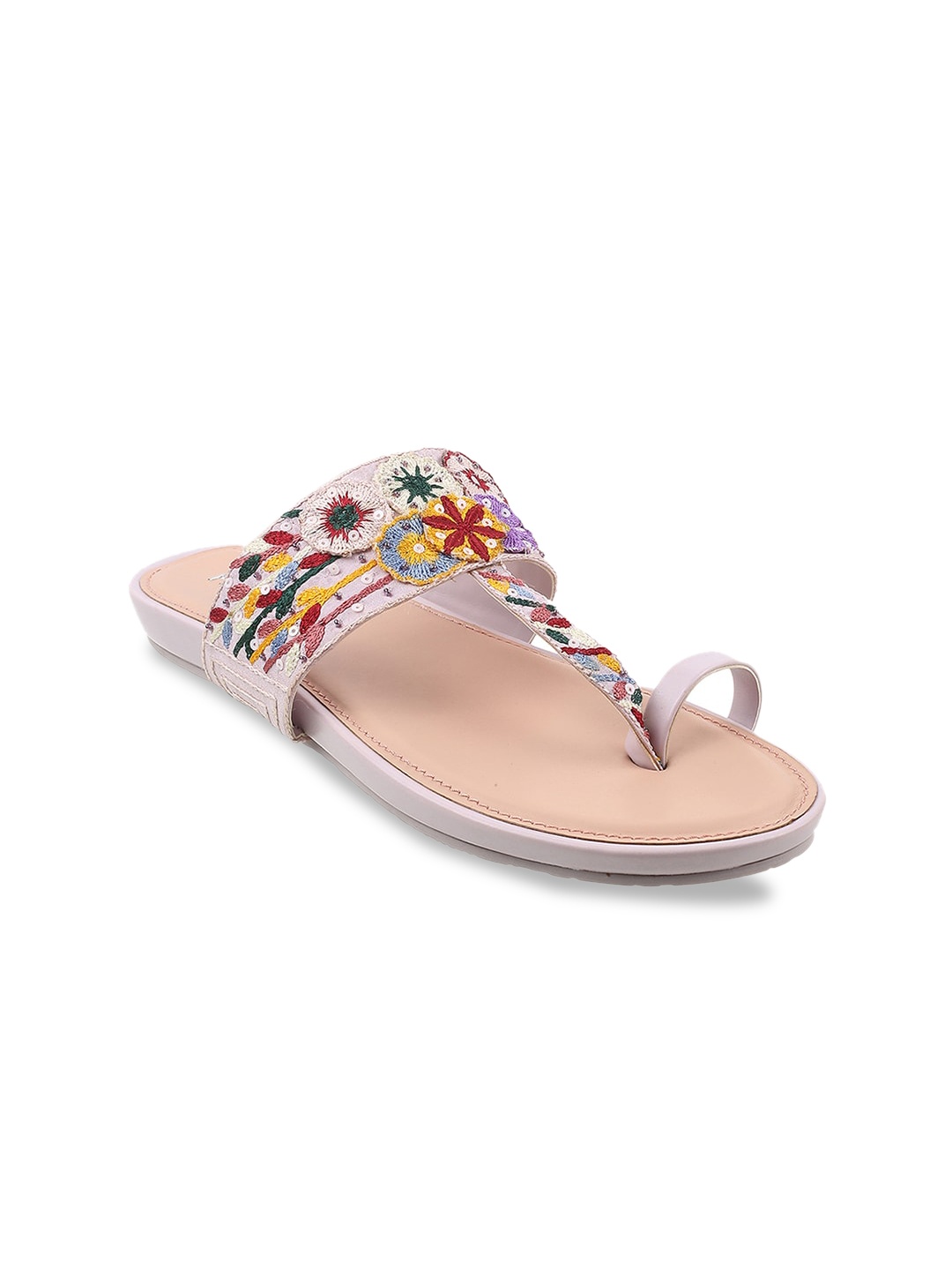 

Metro Ethnic Embroidered One Toe Flats, Purple