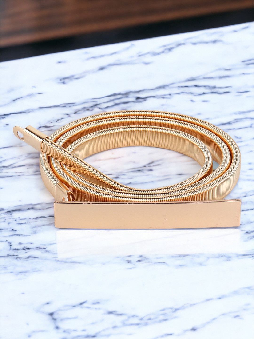 

DressBerry Gold-Toned Women Slim Stretchable Metal Belt