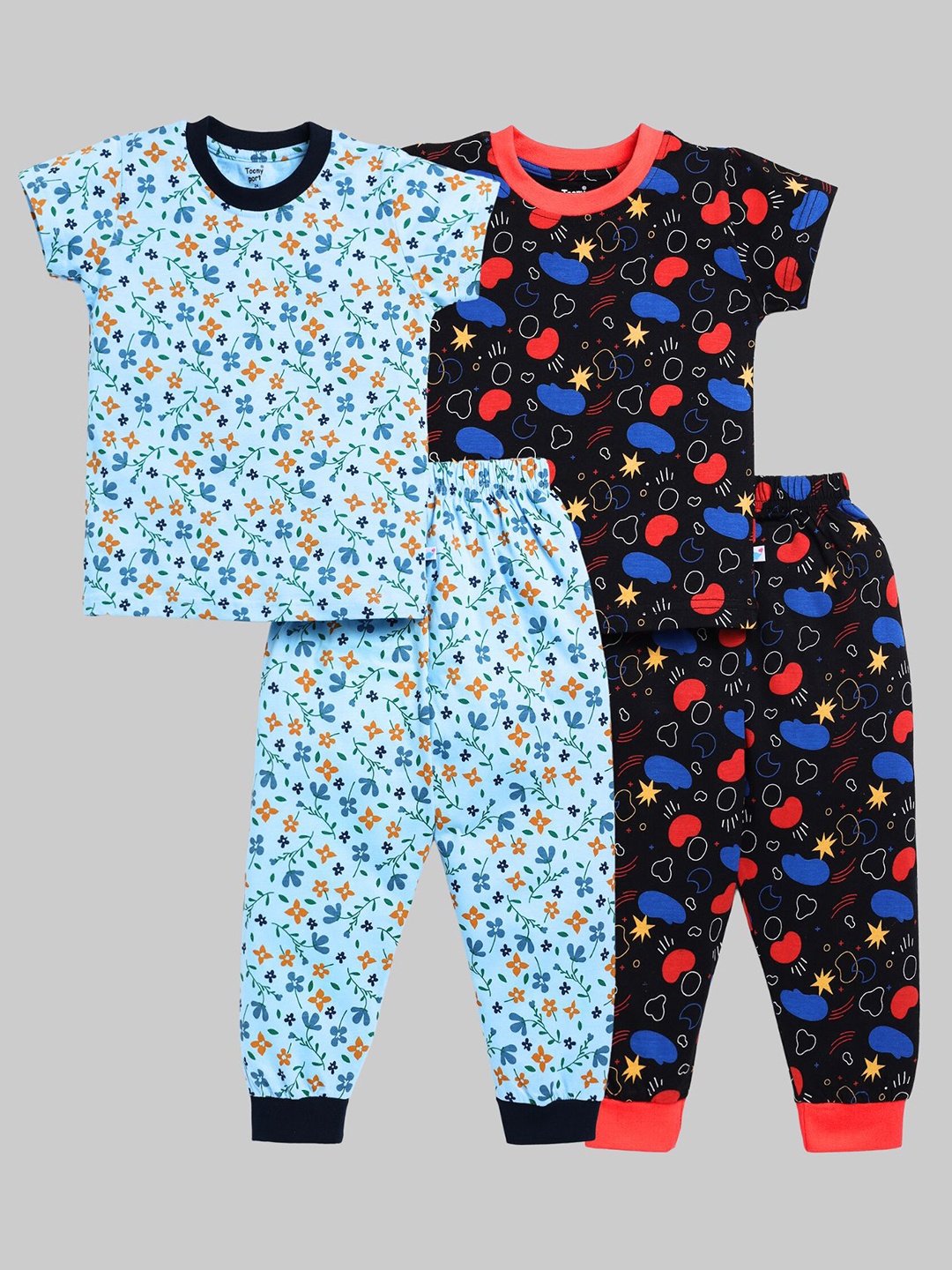 

Toonyport Kids Pack Of 2 Printed Pure Cotton Night suits, Blue
