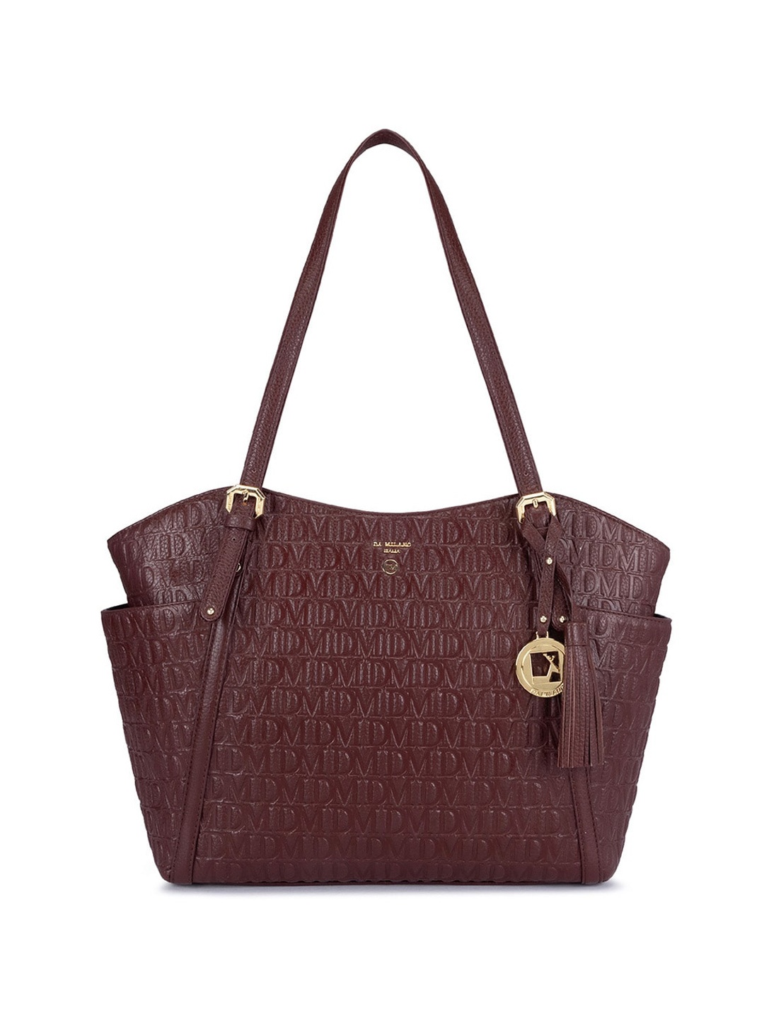 

Da Milano Textured Leather Structured Shoulder Bag, Red