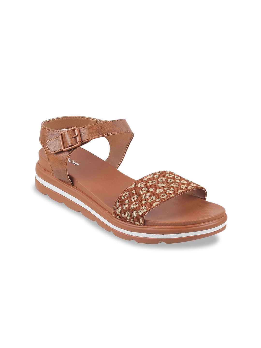 

Mochi Printed Open Toe Flats, Tan