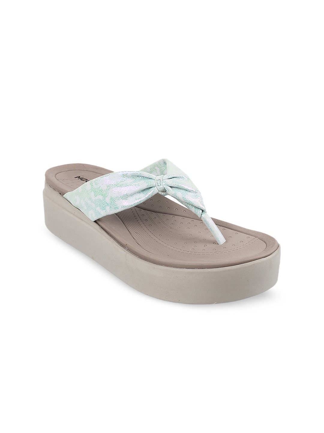 

Mochi Printed Knotted Flatform Heels, Sea green