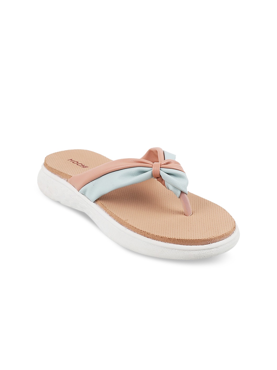 

Mochi Knotted Strap Open Toe Flats, Pink