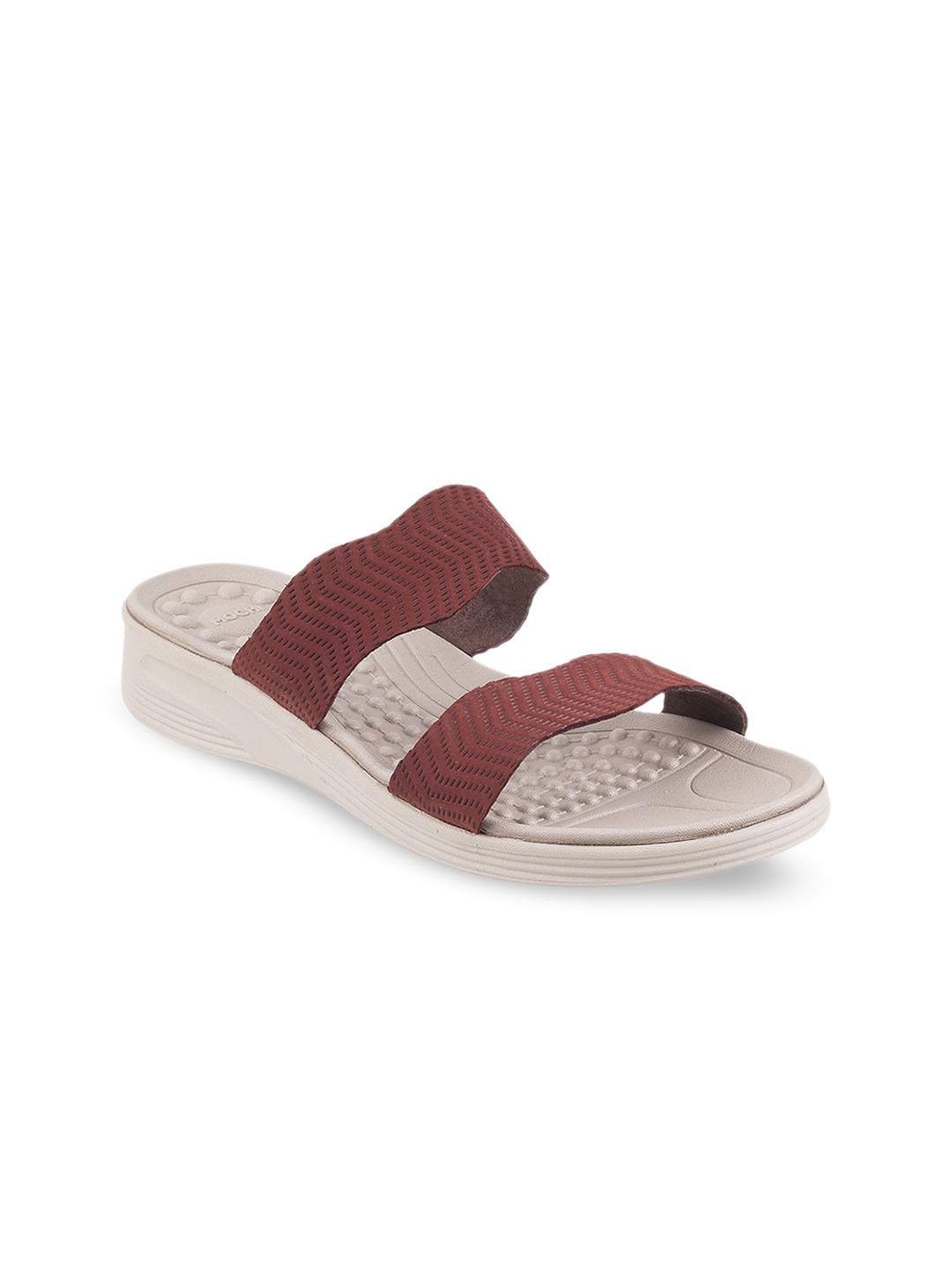 

Mochi Textured Two Strap Comfort Heels, Brown