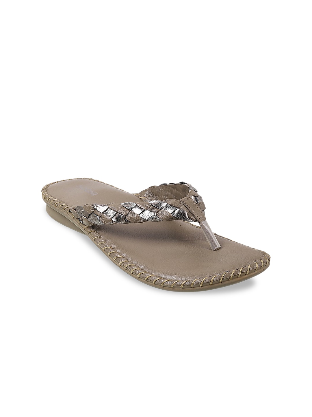 

Mochi Braided Strap Open Toe Flats, Brown