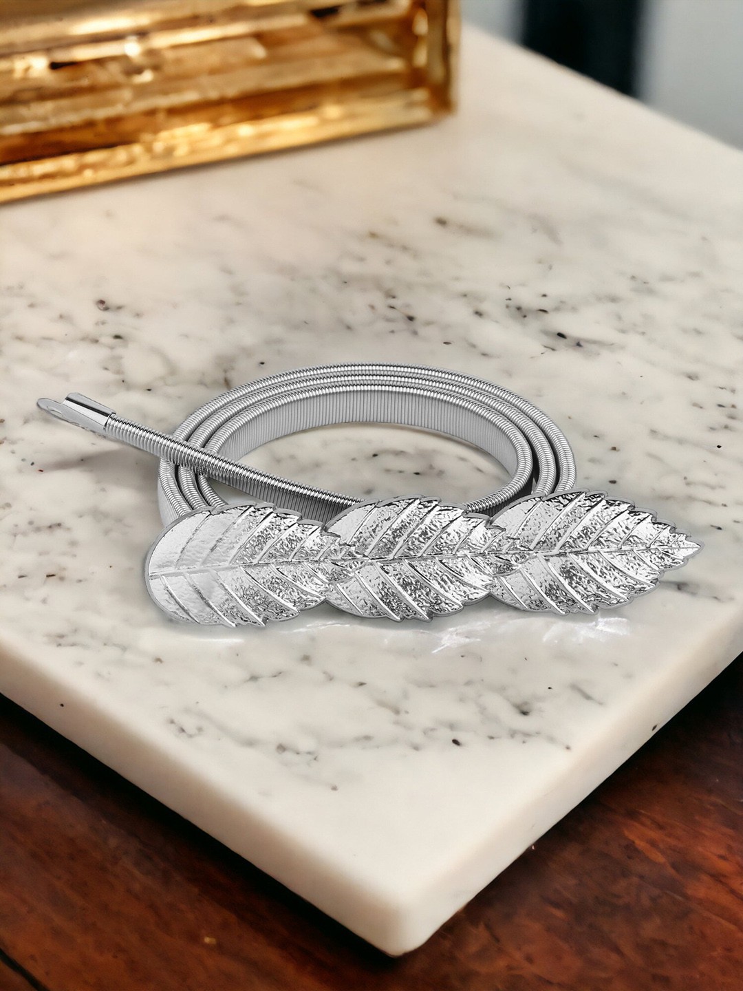 

DressBerry Silver-Toned Women Slim Stretchable Metal Belt