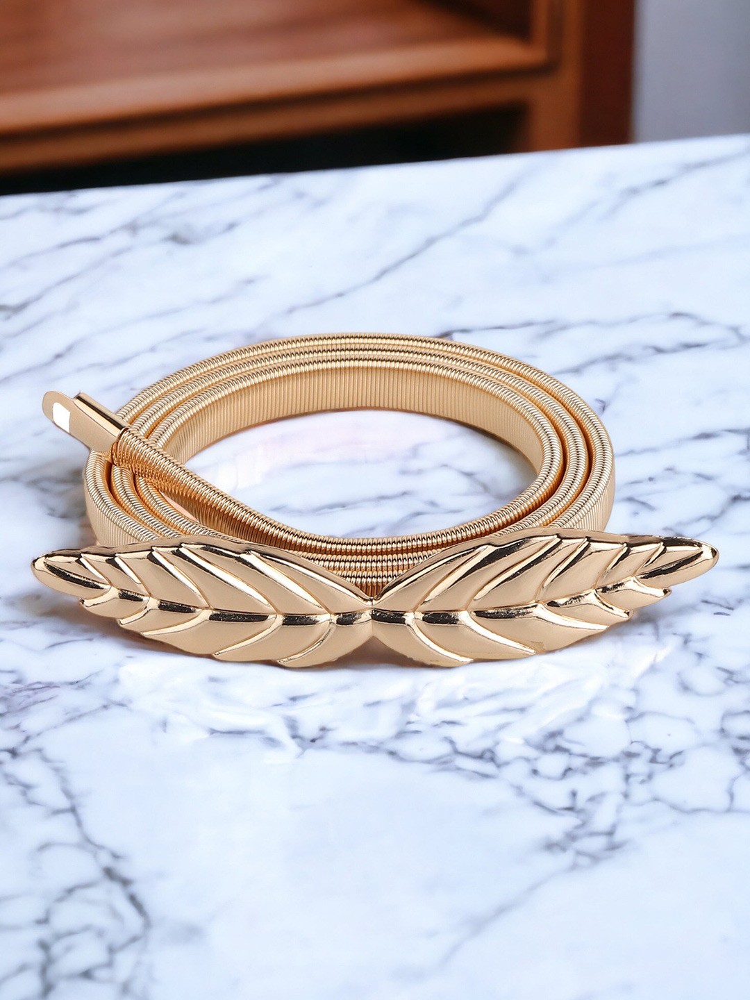 

DressBerry Women Gold Toned Textured Belt