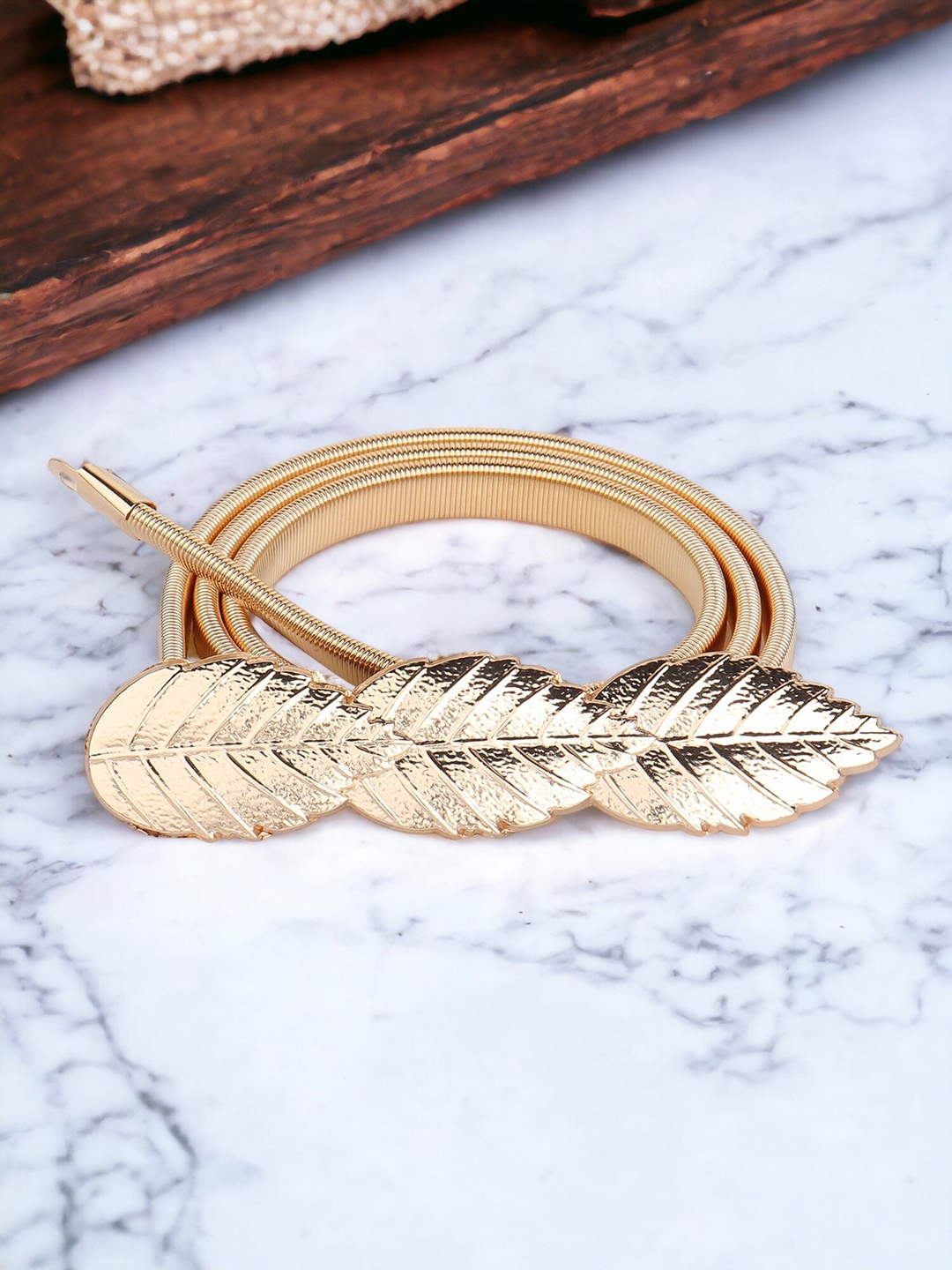 

DressBerry Women Gold Toned Textured Belt