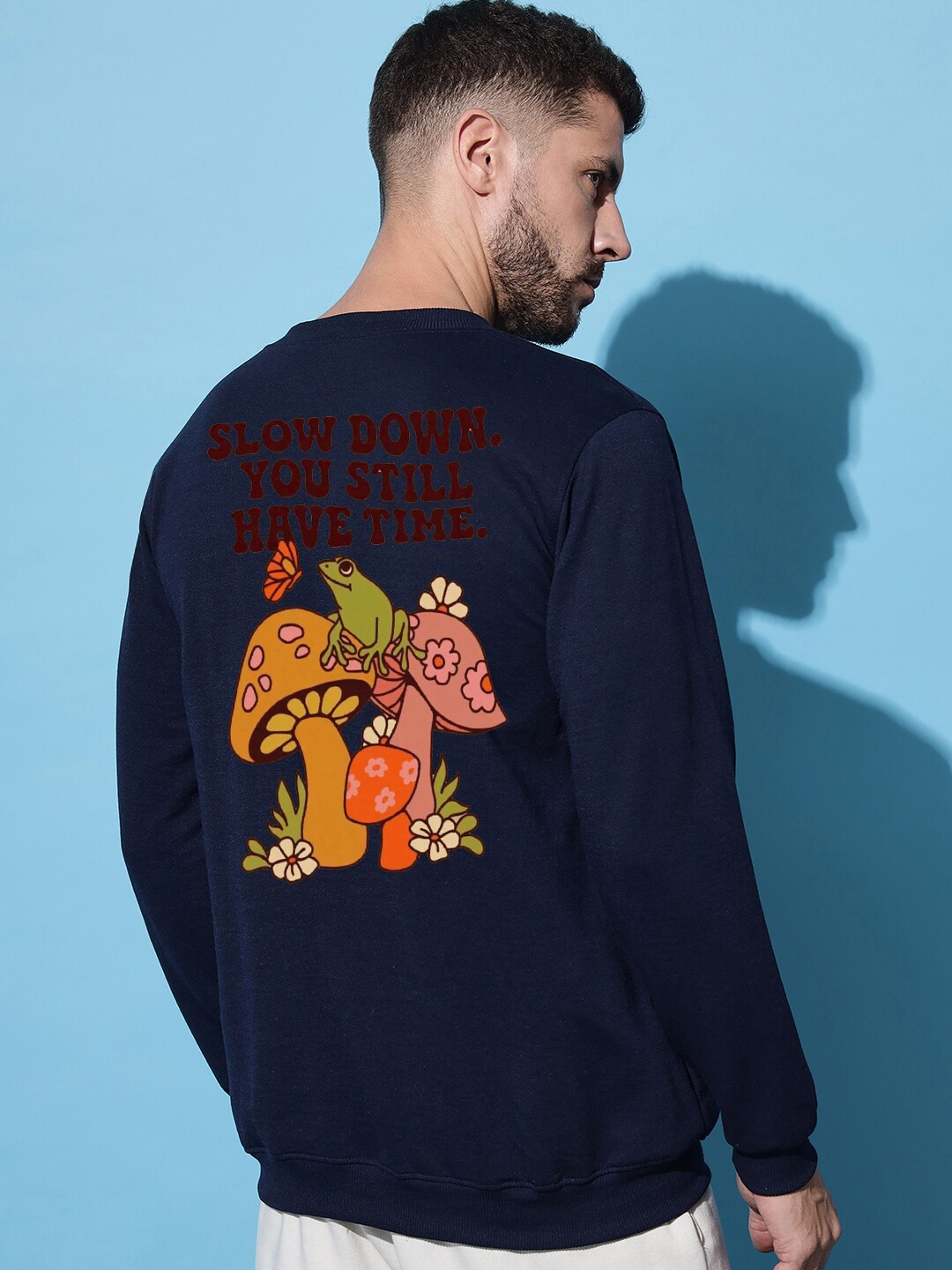

Imsa Moda Graphic Printed Fleece Pullover, Navy blue