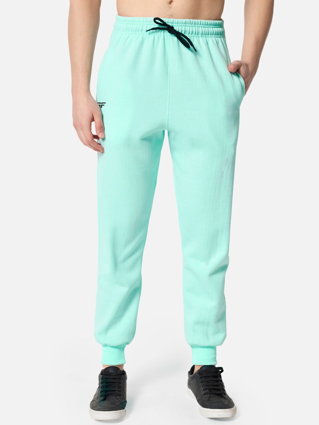 

FFLIRTYGO Men Mid Rise Slim-Fit Fleece Joggers, Sea green