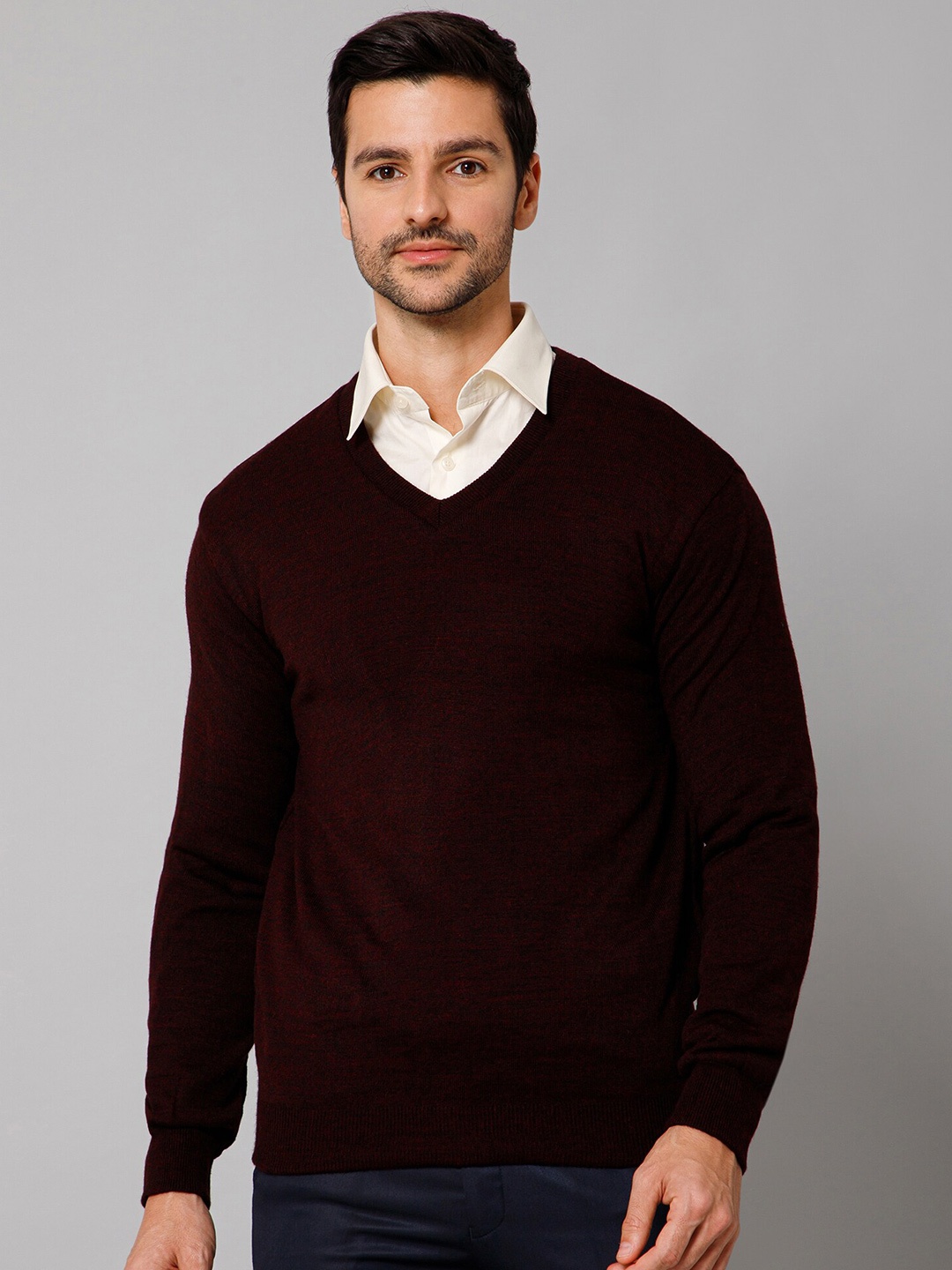 

Cantabil Reversible V-Neck Acrylic Sweater, Maroon