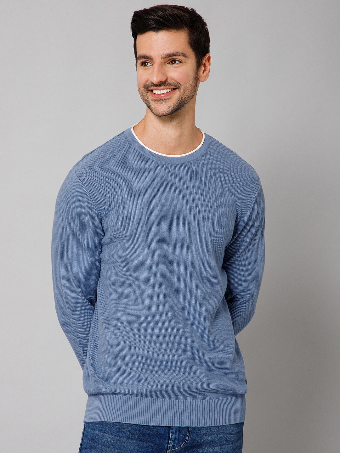 

Cantabil Cotton Round Neck Pullover, Blue