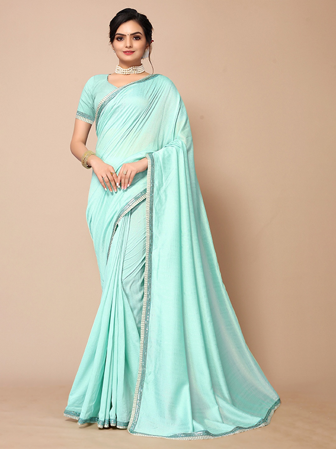 

all about you Embroidered Silk Blend Saree, Blue