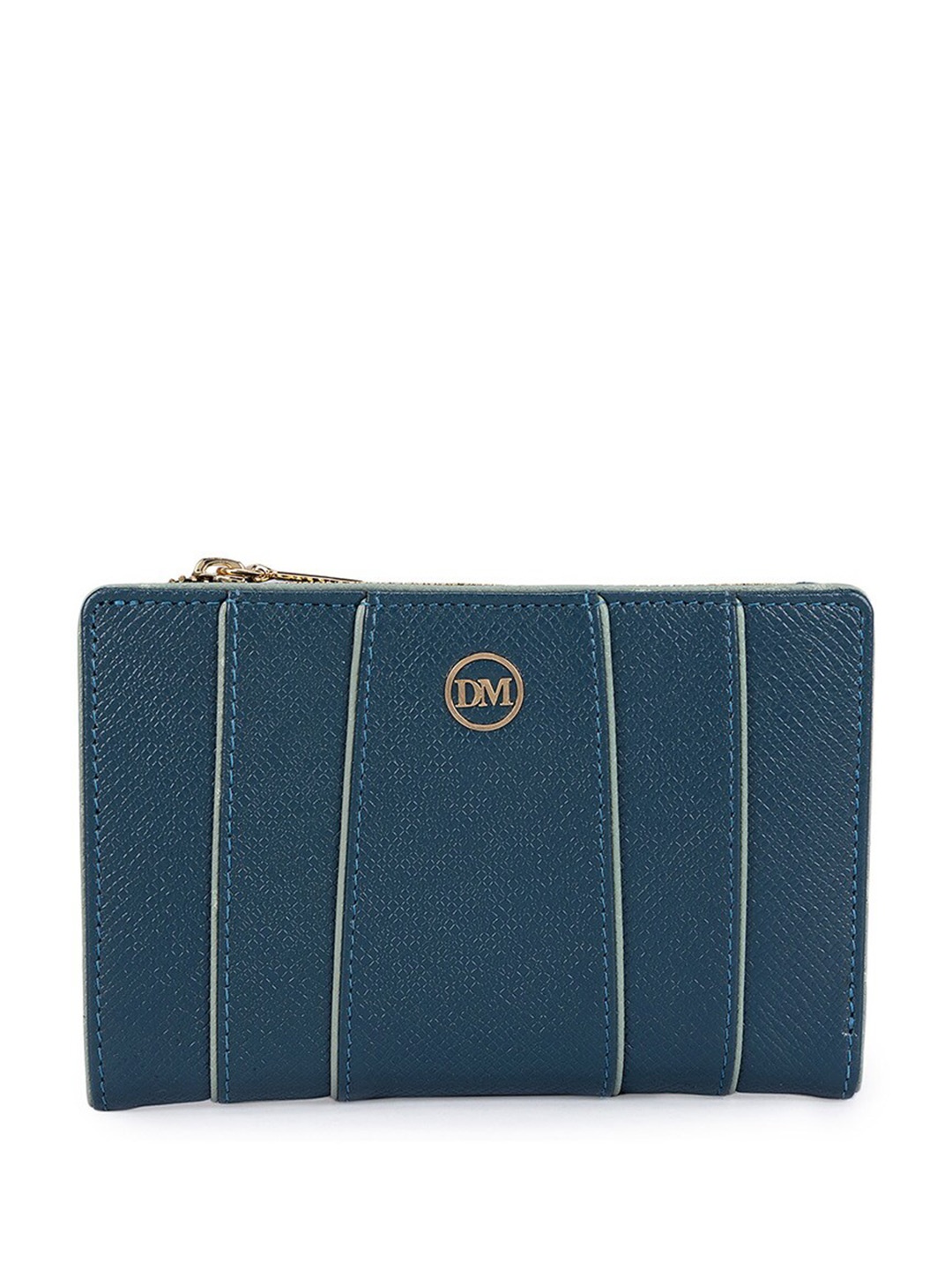 

Da Milano Women Striped Leather Two Fold Wallet, Blue