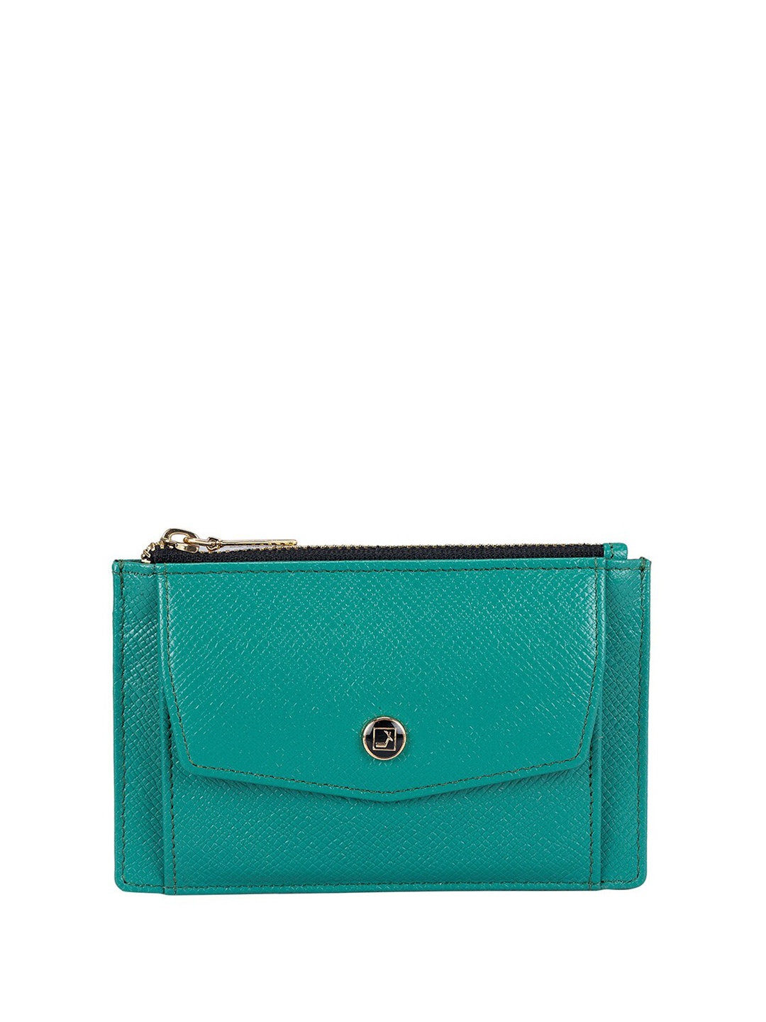 

Da Milano Unisex Textured Leather Zip Around Wallet, Green