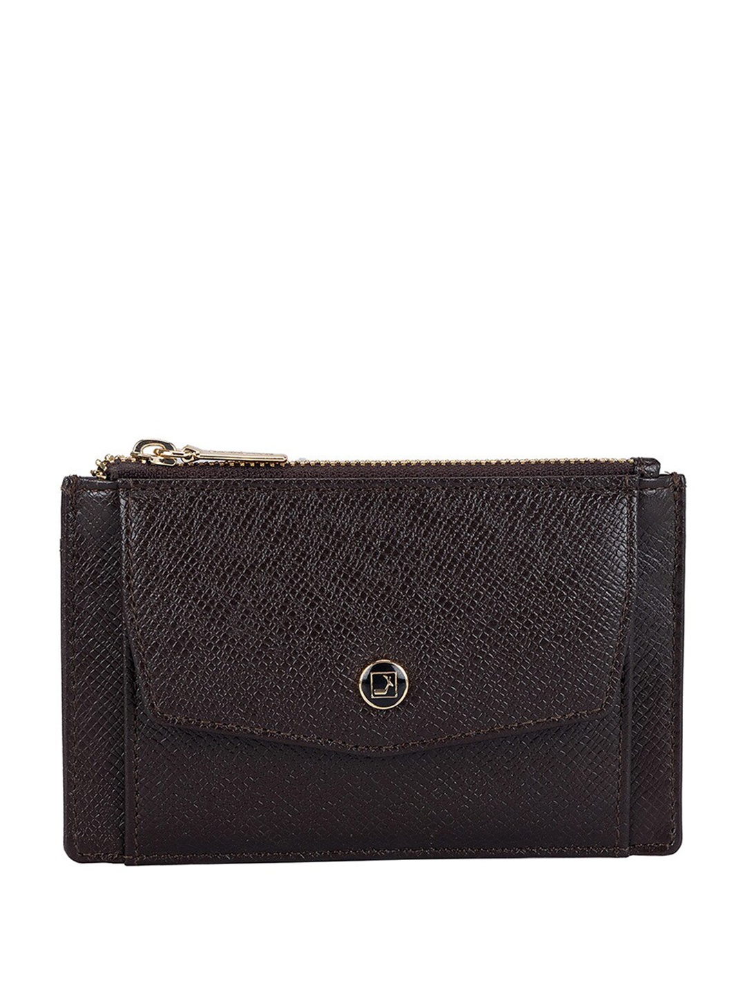 

Da Milano Unisex Textured Leather Card Holder, Brown