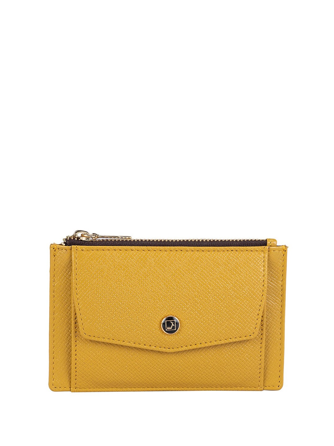 

Da Milano Unisex Textured Leather Card Holder, Yellow