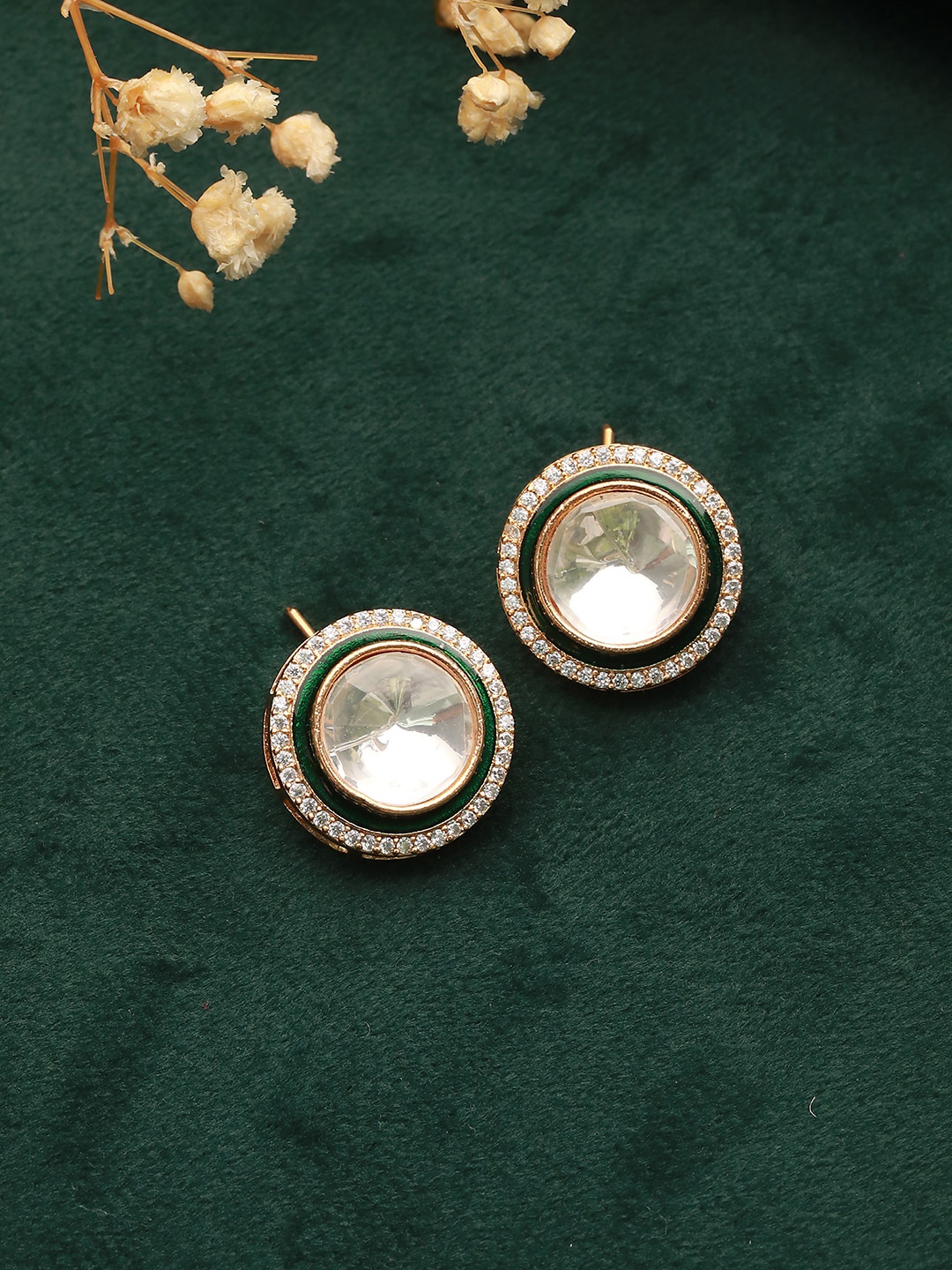 

Saraf RS Jewellery Gold-Plated Kundan Studded Studs Earrings