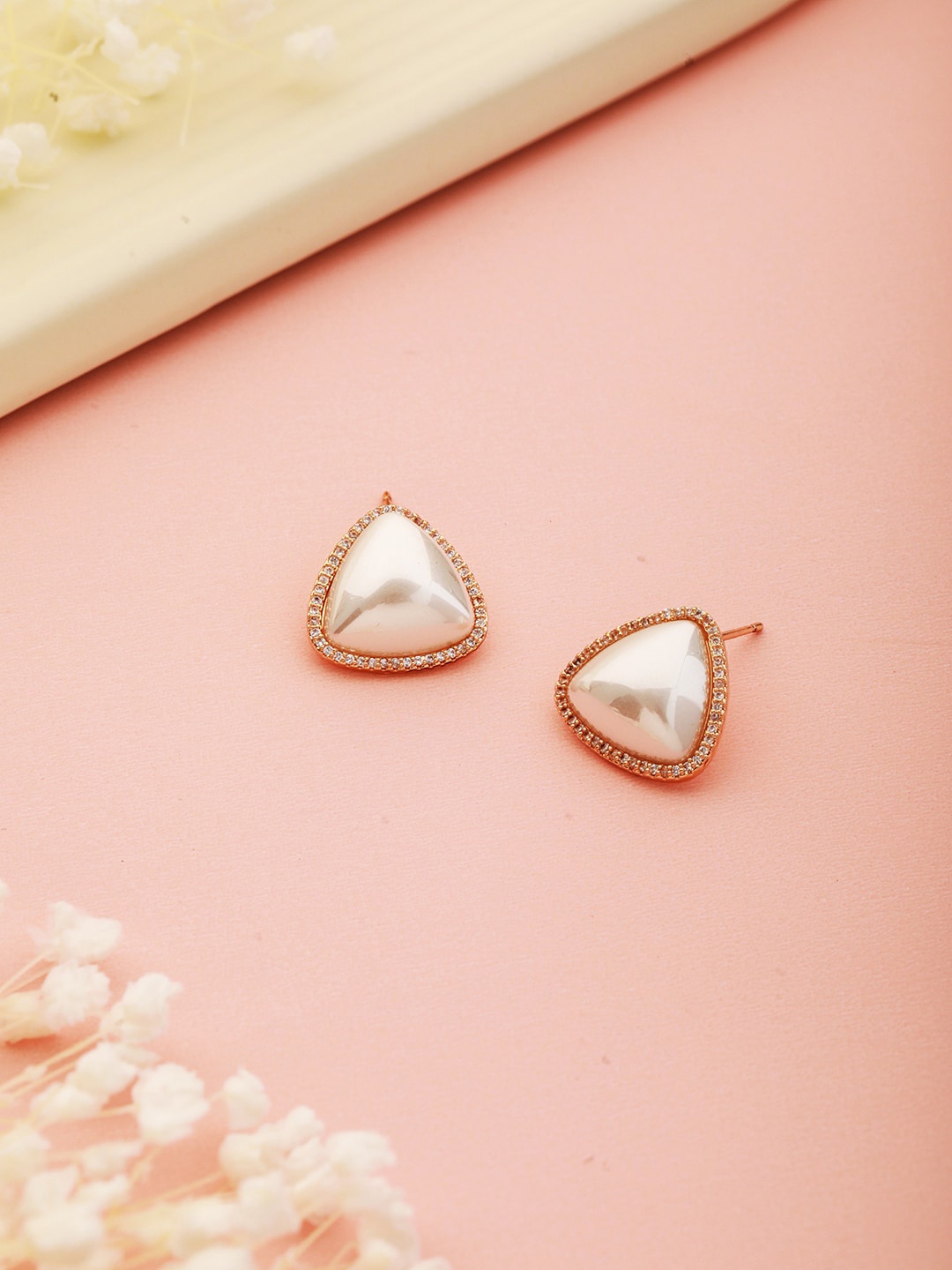 

Saraf RS Jewellery Gold-Plated Pearl Studded Studs Earrings