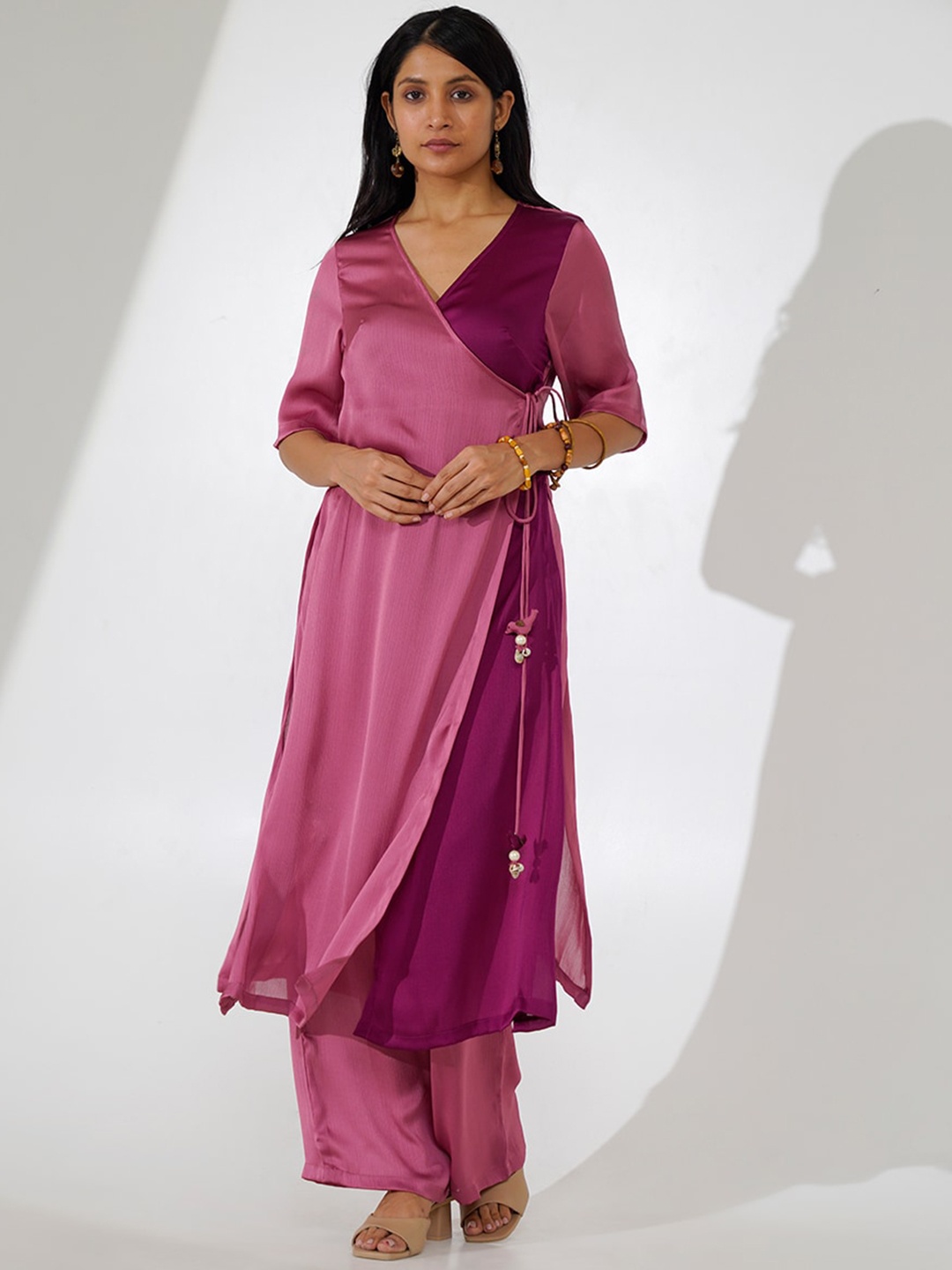 

indy Raaga Angrakha Kurta with Pyjamas, Coral
