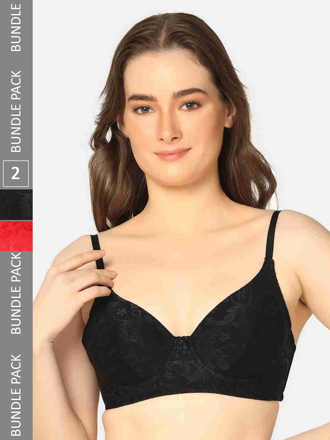 

Curvy Love Pack Of 2 Full Coverage Lightly Padded T-shirt Bra With All Day Comfort, Red