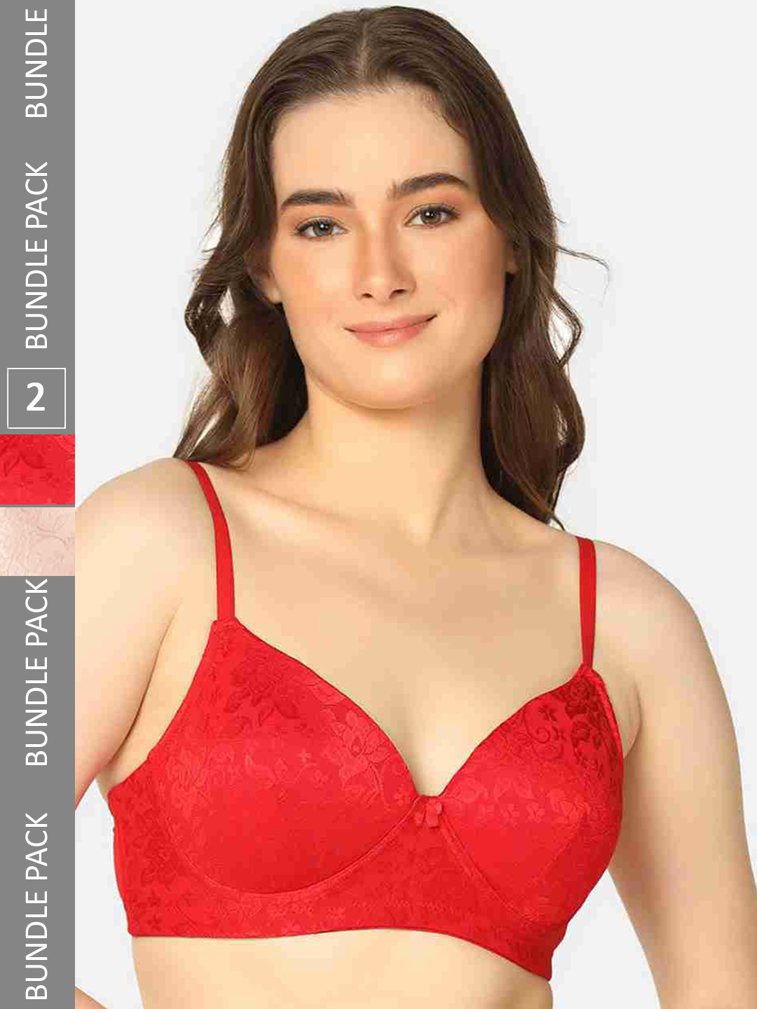 

Curvy Love Pack Of 2 Full Coverage Lightly Padded T-shirt Bra With All Day Comfort, Red