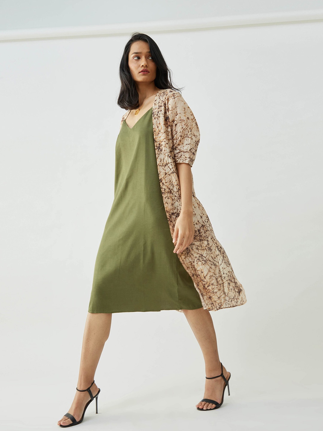

Saltpetre Shoulder Straps A-Line Dress, Olive