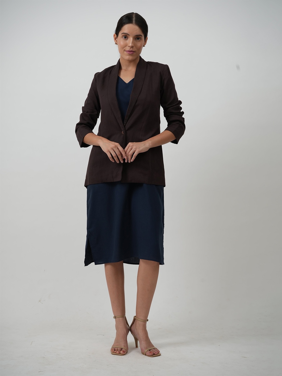 

Saltpetre V-Neck A-Line Dress, Navy blue