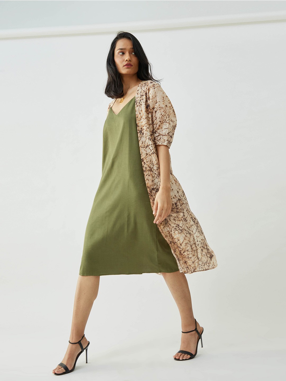 

Saltpetre Shoulder Straps A-Line Dress, Olive