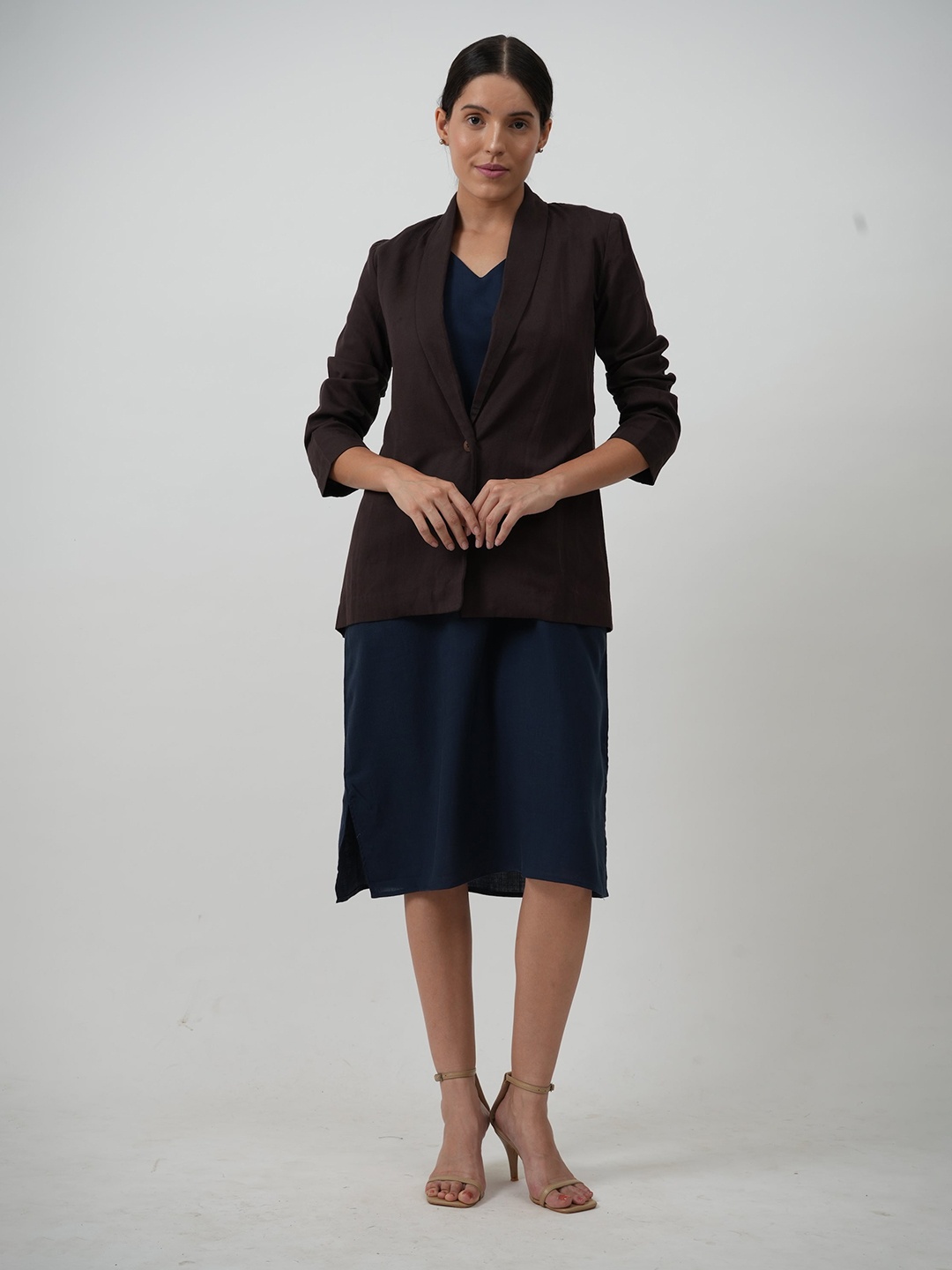 

Saltpetre V-Neck Sleeveless A-Line Dress, Navy blue
