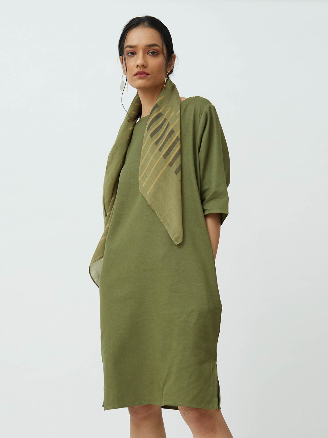 

Saltpetre Self Designed Sheath Dress, Olive