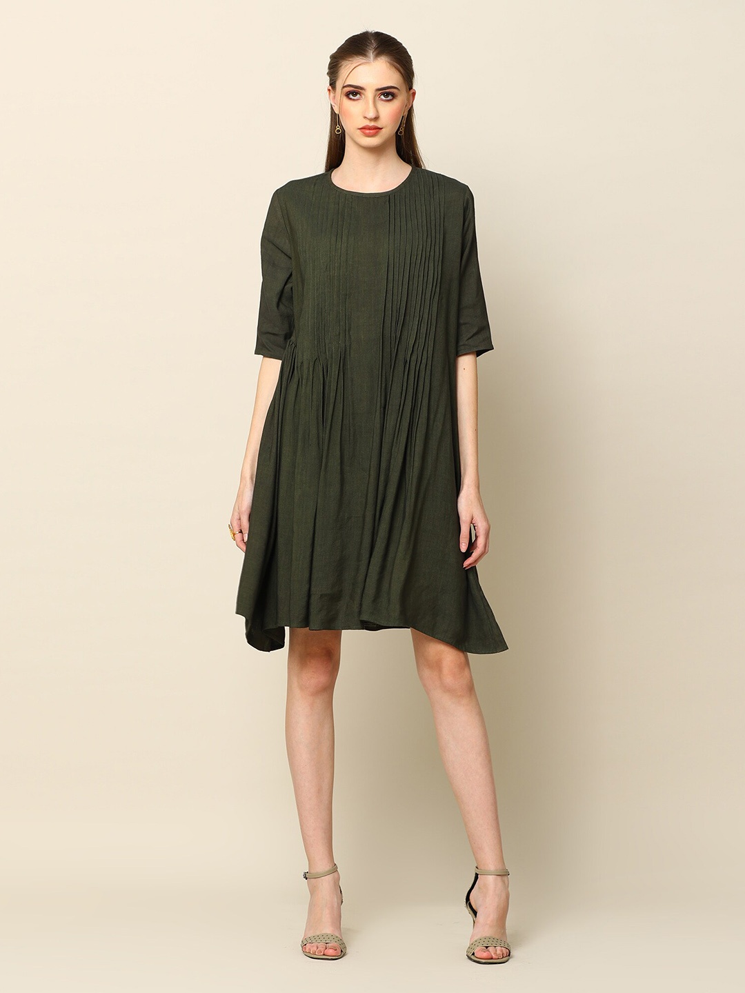 

Saltpetre Pintuck Modal A-Line Dress, Olive