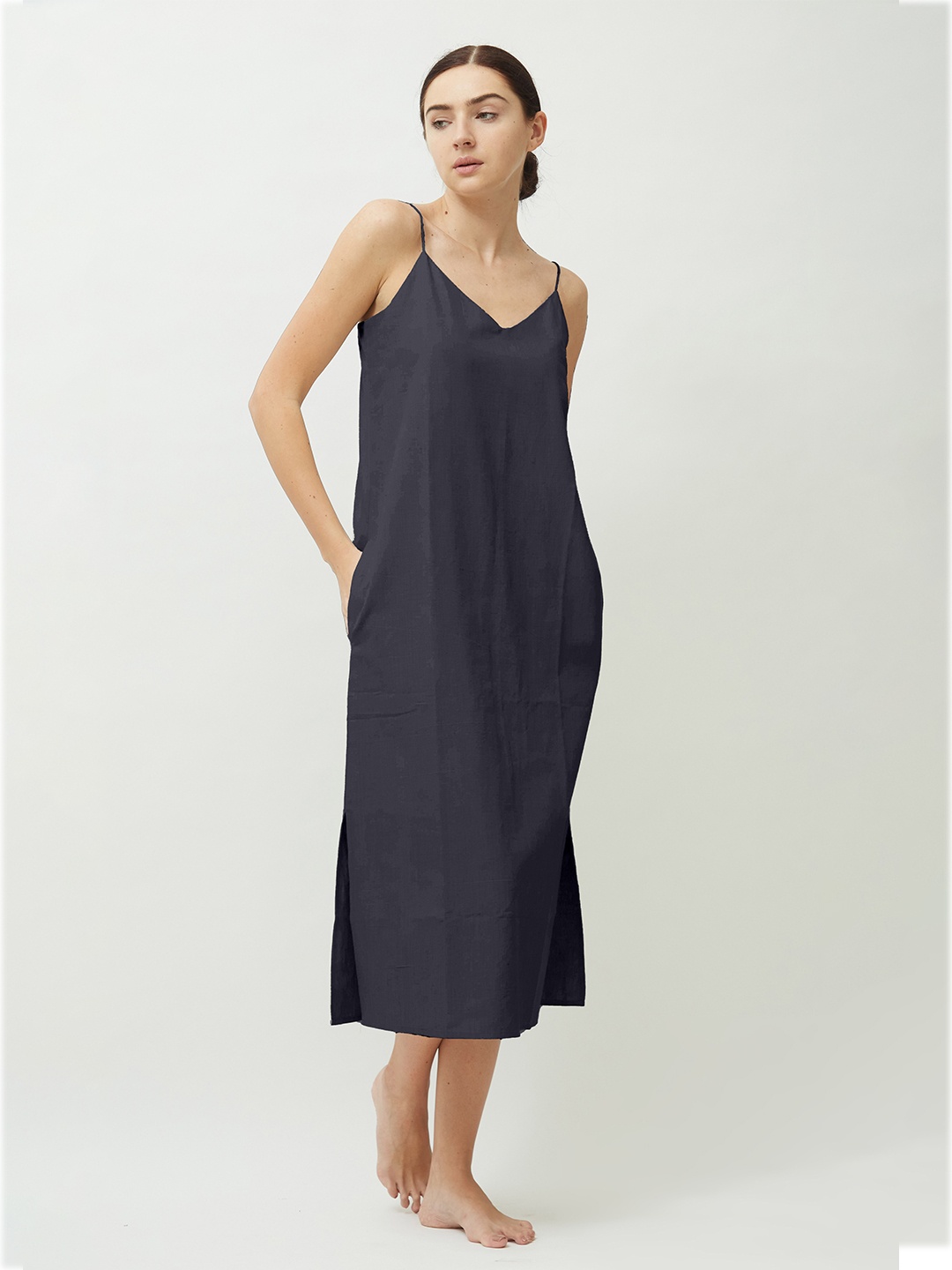 

Saltpetre Shoulder Straps Nightdress, Black