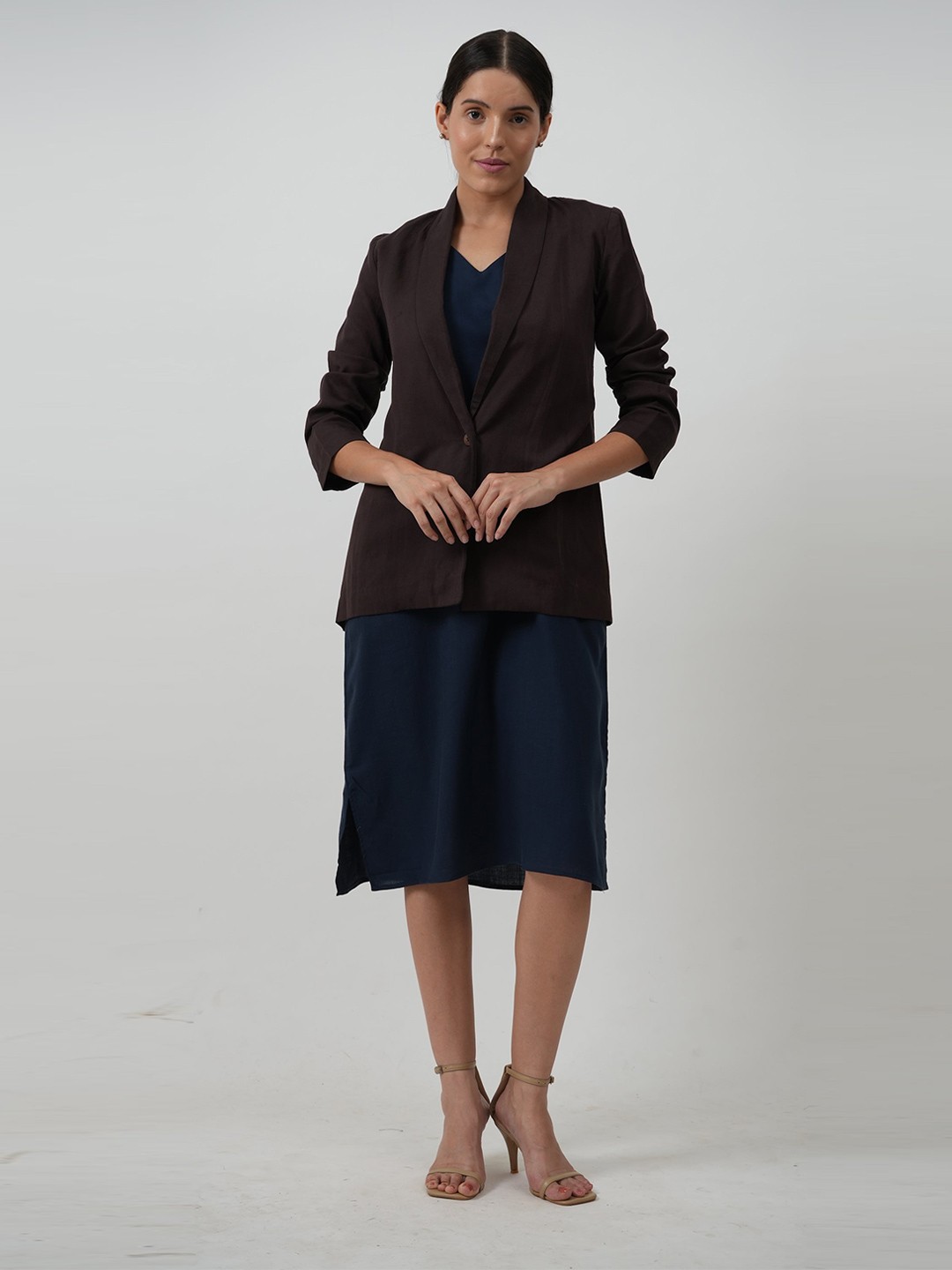 

Saltpetre V-Neck Sleeveless A-Line Dress, Navy blue