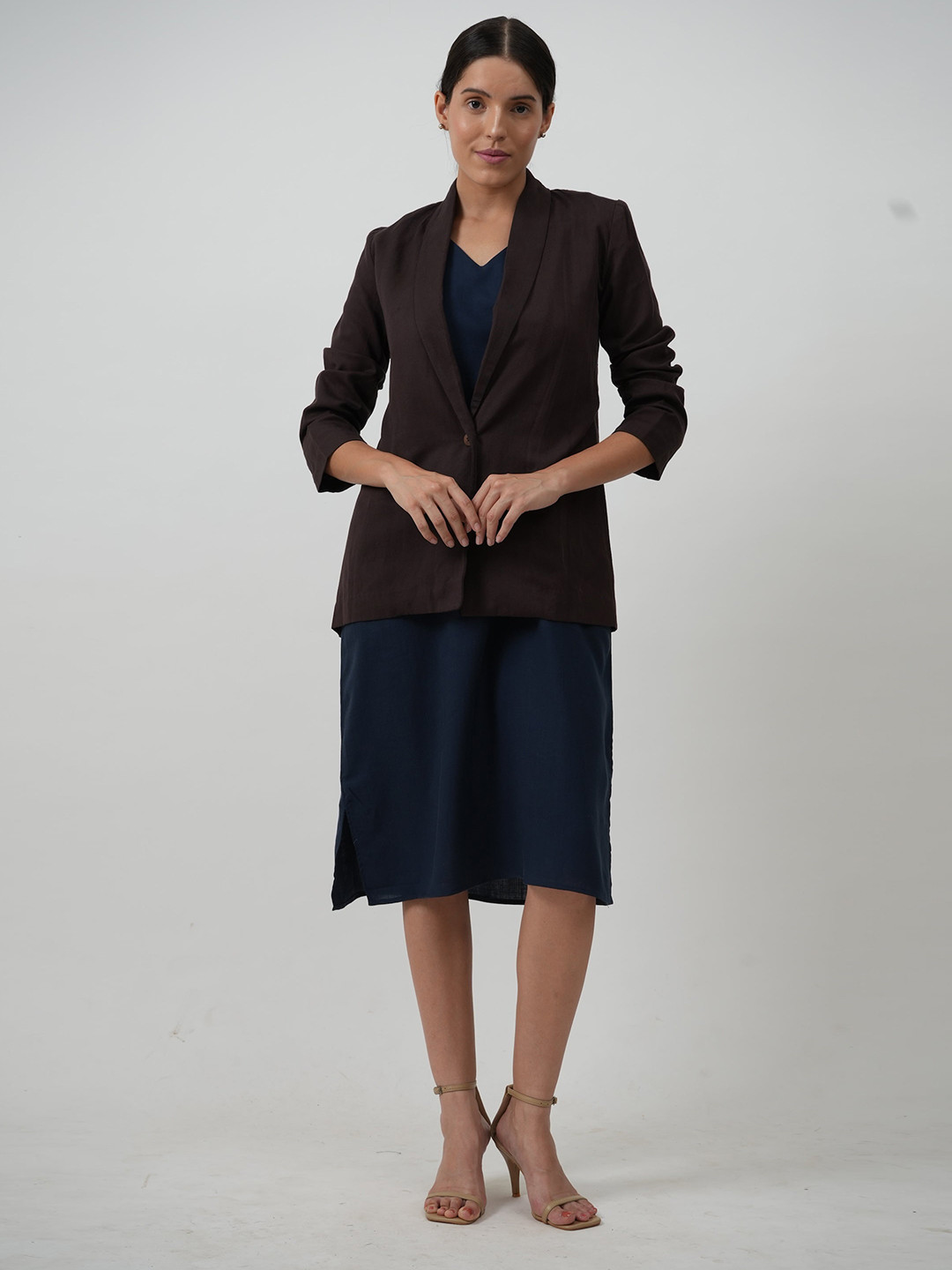

Saltpetre V-Neck A-Line Dress, Navy blue