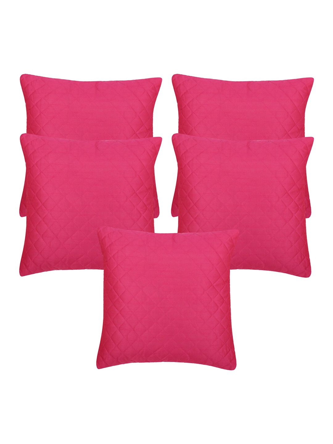 

Creeva 5 Pieces Pink Quilted Dupion Silk Square Cushion Covers