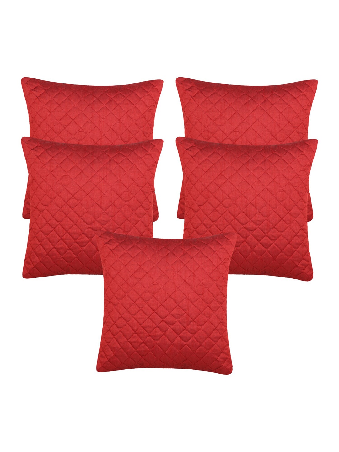 

Creeva Maroon 5 Pieces Geometric Textured Square Silk Cushion Covers